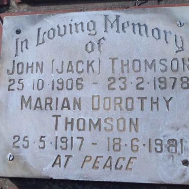 THOMSON John 1906-1978 &amp; Marian Dorothy 1917-1981