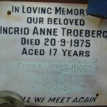 TROEBERG Ingrid Anne -1975 :: HIGGS Sheila Joyce 1929-1994