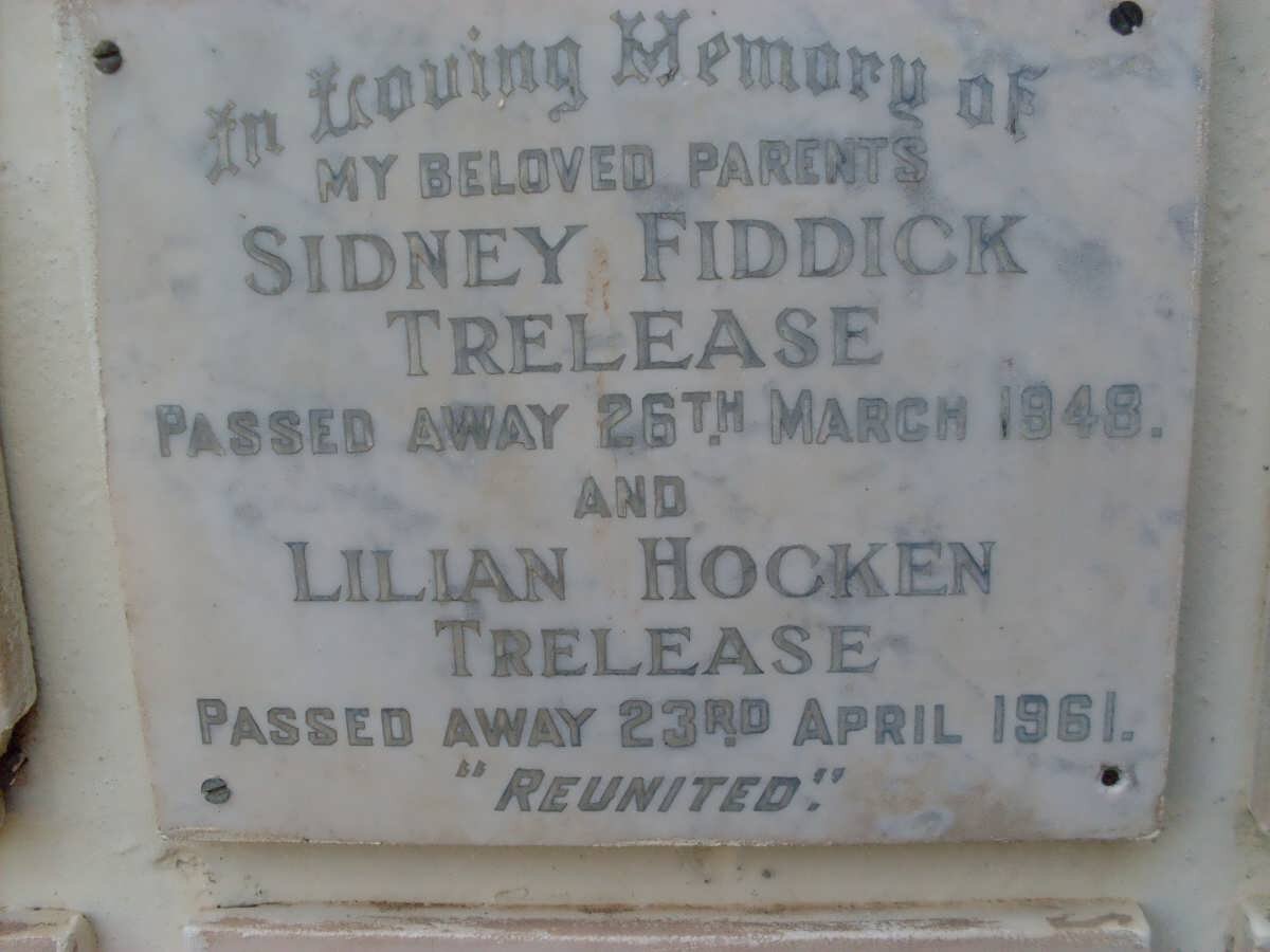 TRELEASE Sidney Fiddick -1948 &amp; Lilian Hicken -1961