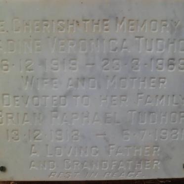 TUDHOPE Brian Raphael 1918-1981 &amp; Nadine Veronica 1919-1969