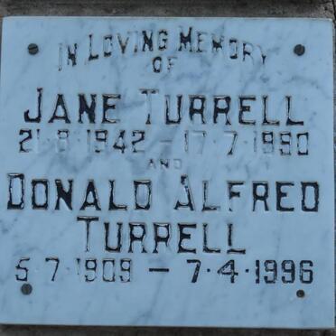 TURRELL Donald Alfred 1909-1996 &amp; Jane 1942-1990