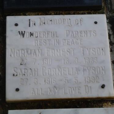 TYSON Norman Ernest 1911-1989 &amp; Sarah Cornelia 1916-1992