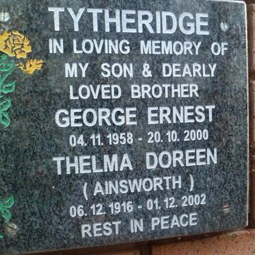 TYTHERIDGE Thelma Doreen AINSWORTH 1916-2002 :: TYTHERIDGE George Ernest 1958-2000