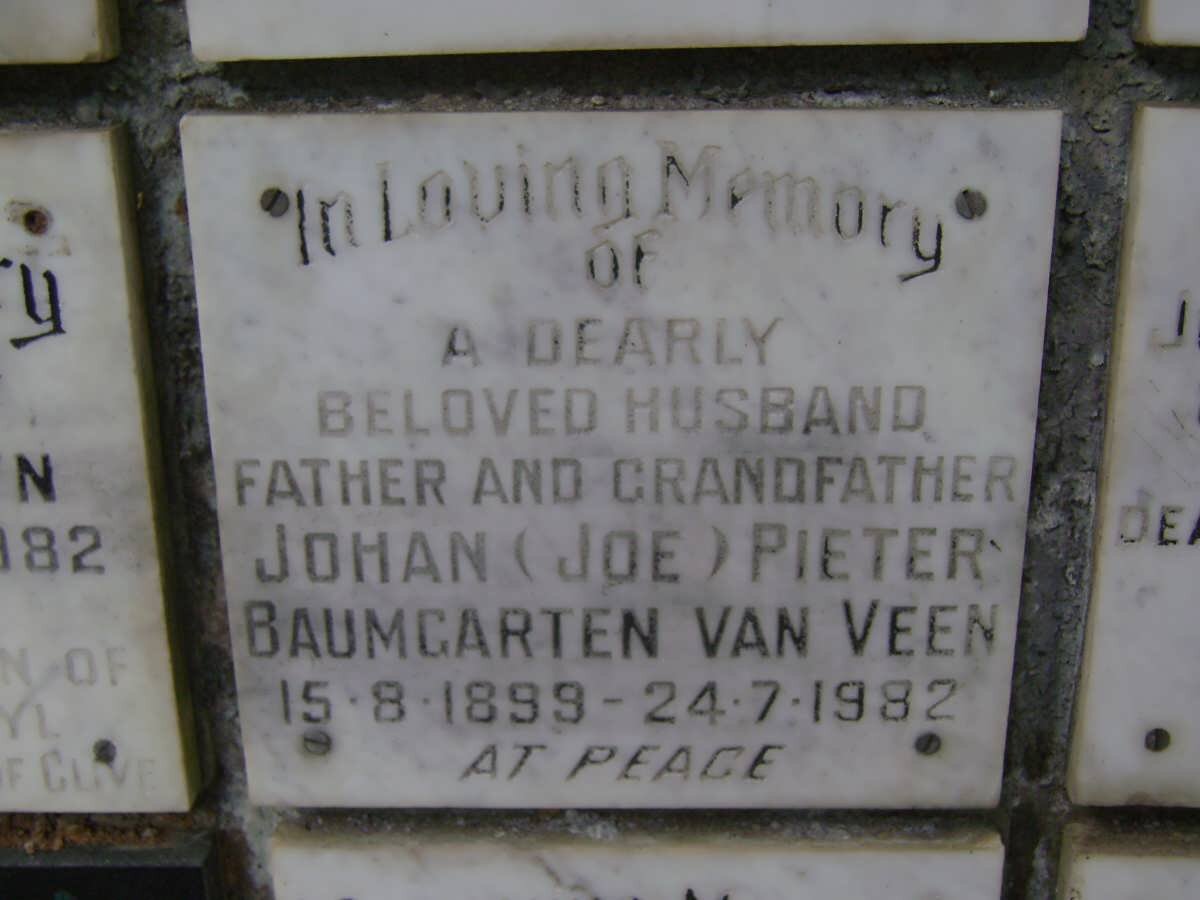 VEEN Johan Pieter Baumgarten, van 1899-1982