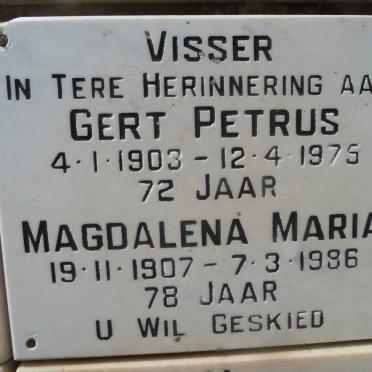 VISSER Gert Petrus 1903-1975 &amp; Magdalena Maria 1907-1986