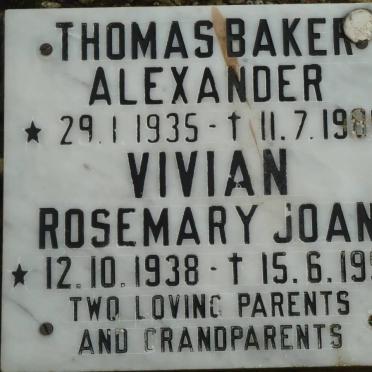 VIVIAN Thomas Baker Alexander 1935-1989 &amp; Rosemary Joan 1938-1995