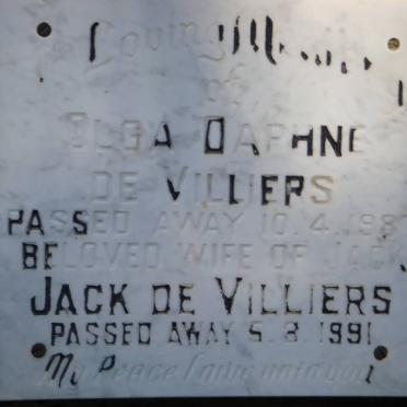 VILLIERS Jack, de -1991 &amp; Olga Daphne -1987