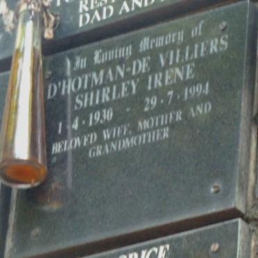 VILLIERS Shirley Irene, de D'HOTMAN 1930-1994