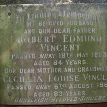 VINCENT Robert Edmund -1963 &amp; Cecillia Louise -1968