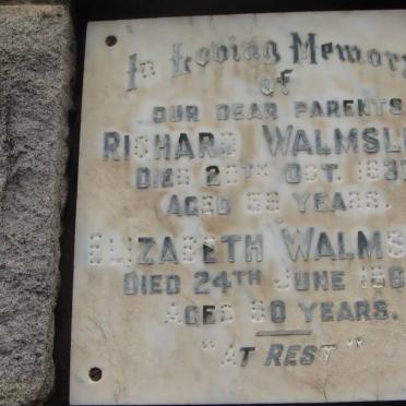 WALMSLEY Richard -1937 &amp; Elizabeth -1968