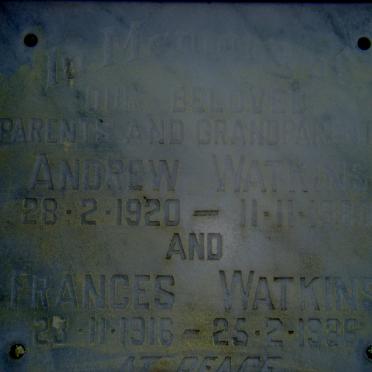 WATKINS Andrew 1920-1980 &amp; Frances 1916-1986