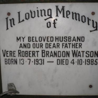 WATSON Vere Robert Brandon 1931-1985