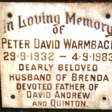 WARMBACK Peter David 1932-1983