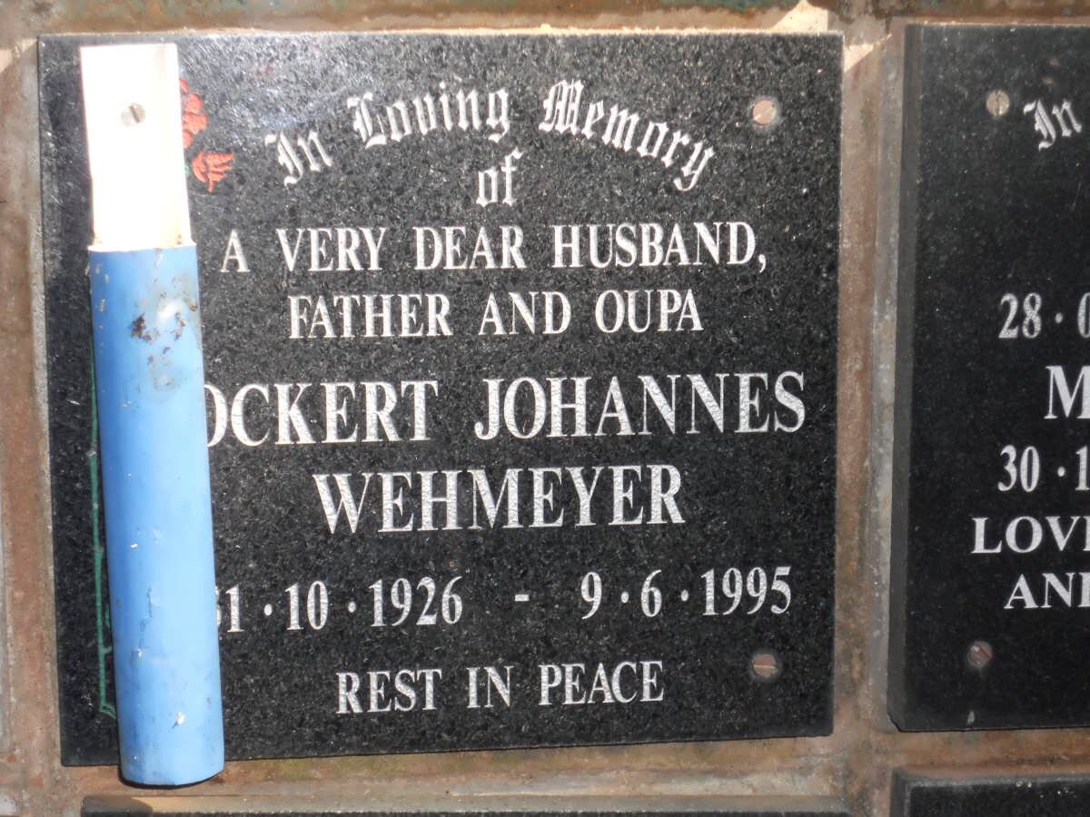 WEHMEYER Ockert Johannes 1926-1995