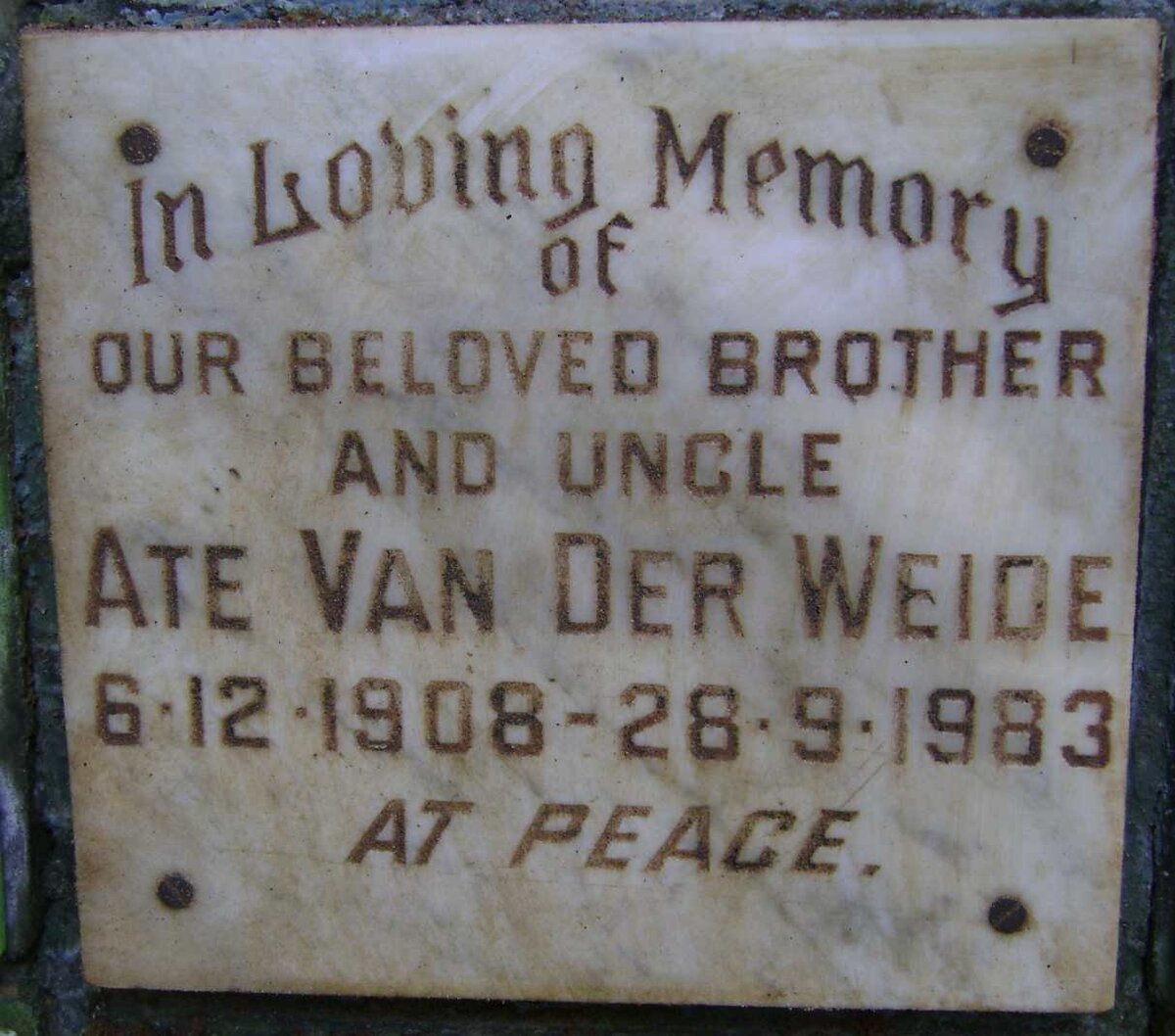 WEIDE Ate, van der 1908-1983