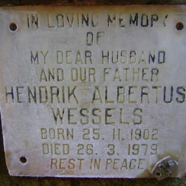 WESSELS Hendrik Albertus 1902-1979