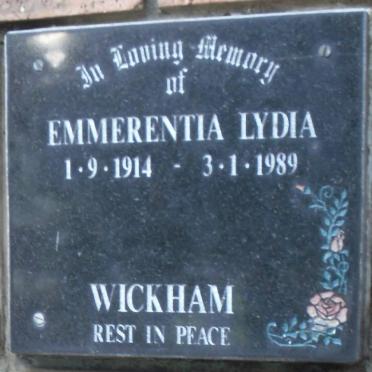 WICKHAM Emmerentia Lydia 1914-1989