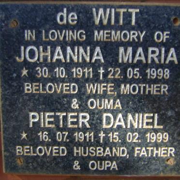WITT Pieter Daniel, de 1911-1999 &amp; Johanna Maria 1911-1998