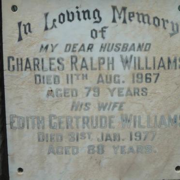 WILLIAMS Charles Ralph -1967 &amp; Edith Gertrude -1977