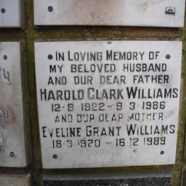 WILLIAMS Harold Clark 1922-1986 &amp; Eveline Grant 1920-1989