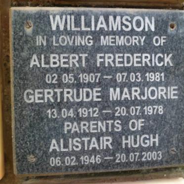 WILLIAMSON Albert Frederick 1907-1981 &amp; Gertrude Marjorie 1912-1978 :: WILLIAMSON Alistair Hugh 1946-2003