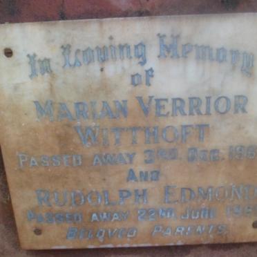 WITTHOFT Rudolph Edmond -1969 &amp; Marian Verrior -1963