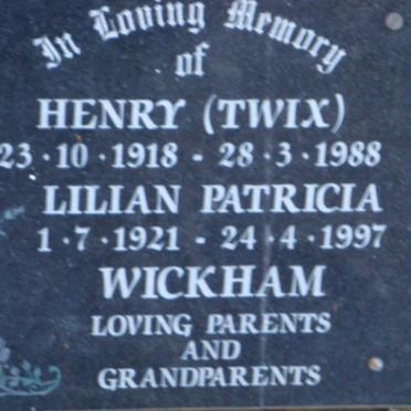 WICKHAM Henry 1918-1988 &amp; Lilian Patricia 1921-1997