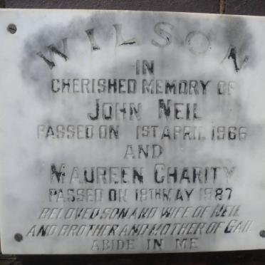 WILSON John Neil -1966 &amp; Maureen Charity -1987