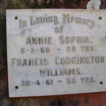 WILLIAMS Francis Codrington -1961 &amp; Annie Sophia -1960