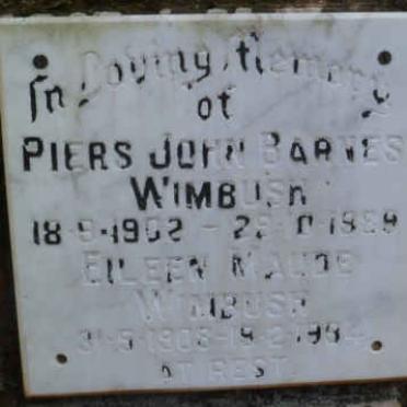 WIMBUSH Piers John Barnes 1902-1989 &amp; Eileen Maude 1908-1994