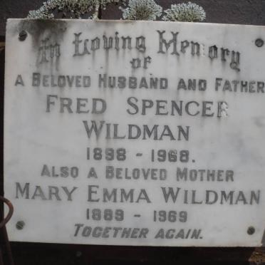 WILDMAN Fred Spencer 1898-1968 &amp; Mary Emma 1889-1969