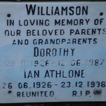 WILLIAMSON Ian Athlone 1926-1996 &amp; Dorothy 1926-1987