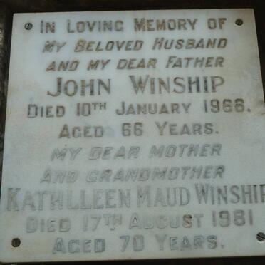 WINSHIP John -1966 &amp; Kathlleen Maud -1981