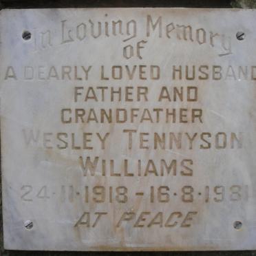 WILLIAMS Wesley Tennyson 1918-1981