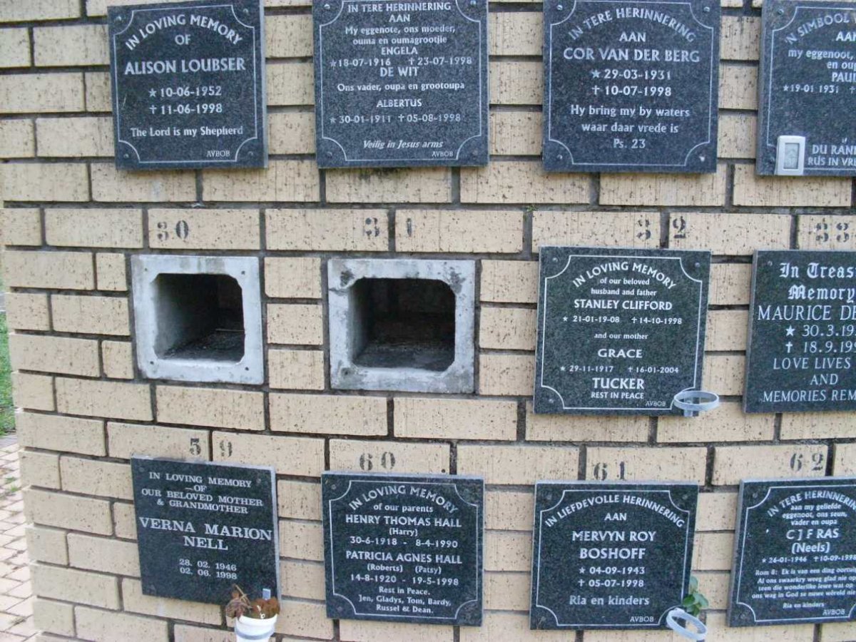 BERG, van der  :: BOSHOFF :: HALL :: LOUBSER :: NELL :: TUCKER :: DE WIT