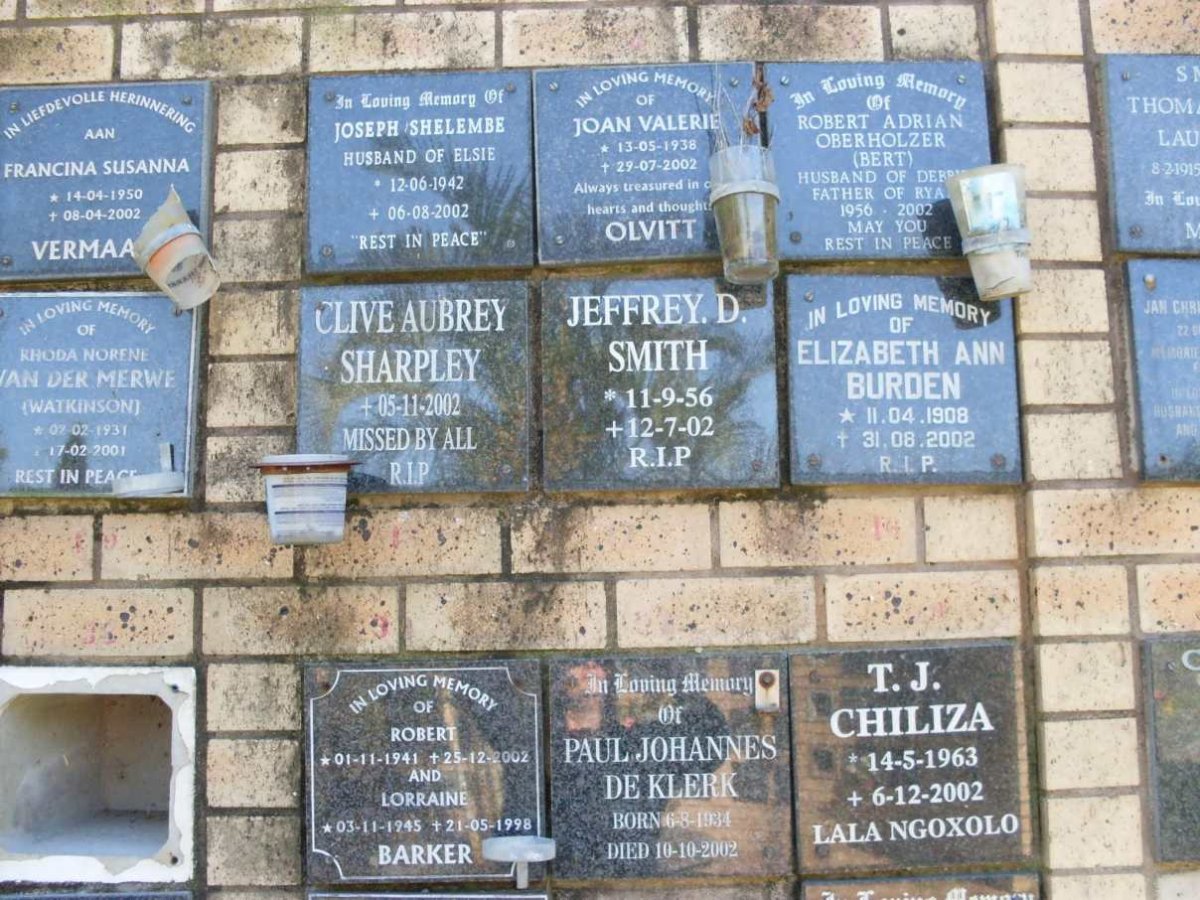 BARKER :: BURDEN CHILIZA :: DE KLERK :: OBERHOLZER :: OLVITT :: SHARPLEY :: SHELEMBE :: SMITH