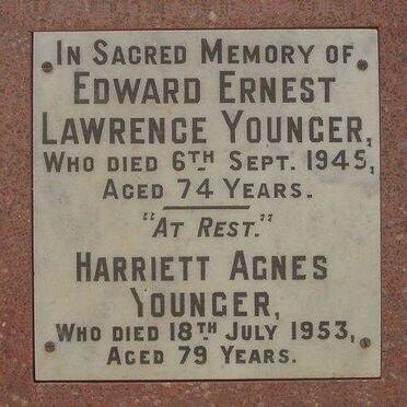 YOUNGER Edward Ernest Lawrence -1945 &amp; Harriet Agnes -1953