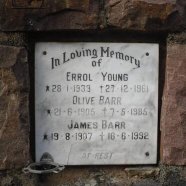 YOUNG Errol 1939-1961 :: BARR Olive 1905-1985 :: BARR James 1907-1992