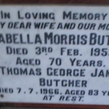 BUTCHER Thomas George James -1966 &amp; Isabella Morris -1953
