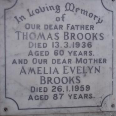 BROOKS Thomas -1936 &amp; Amelia Evelyn -1959
