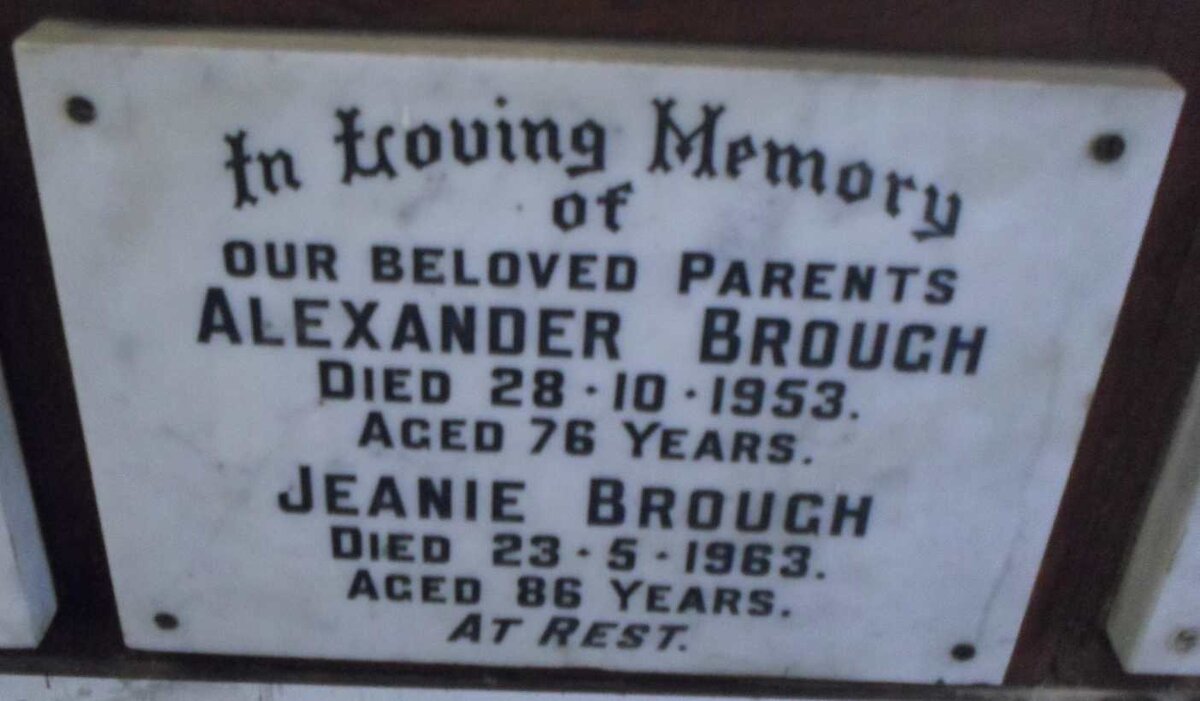 BROUGH Alexander -1953 &amp; Jeanie -1963