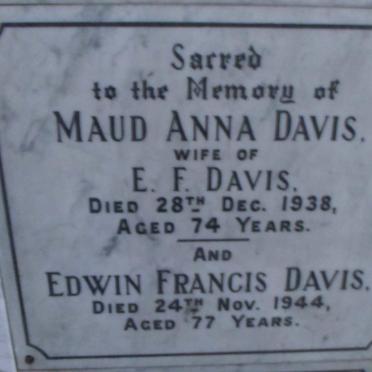 DAVIS Edwin Francis -1944 &amp; Maud Anna -1938