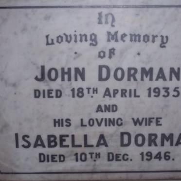 DORMAN John -1935 &amp; Isabella -1946