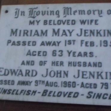 JENKINS Edward John -1960 &amp; Miriam May -1951
