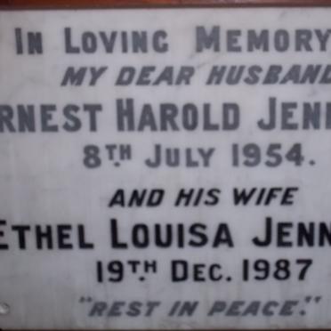 JENNINGS Ernest Harold -1954 &amp; Ethel Louisa -1987
