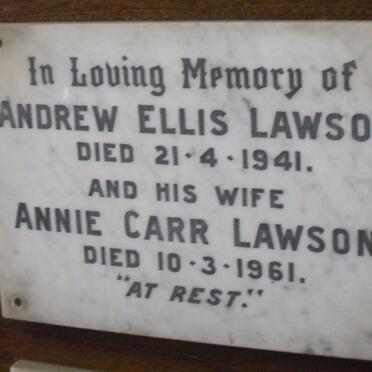 LAWSON Andrew Ellis -1941 &amp; Annie Carr -1961