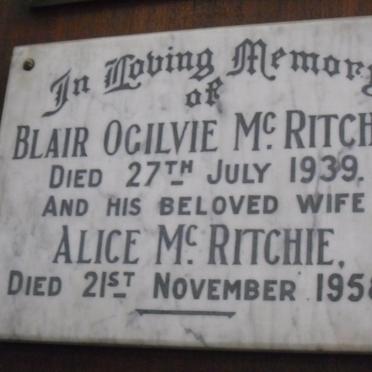 McRITCHIE Blair Ogilvie -1939 &amp; Alice -1958