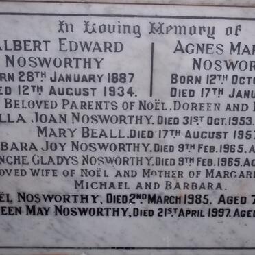 NOSWORTHY Albert Edward 1887-1934 &amp; Agnes Margaret 1882-1955