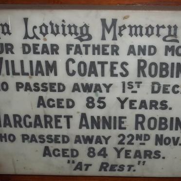 ROBINSON William Coates -1953 &amp; Margaret Annie -1954
