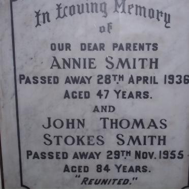 SMITH John Thomas Stokes -1955 &amp; Annie -1936